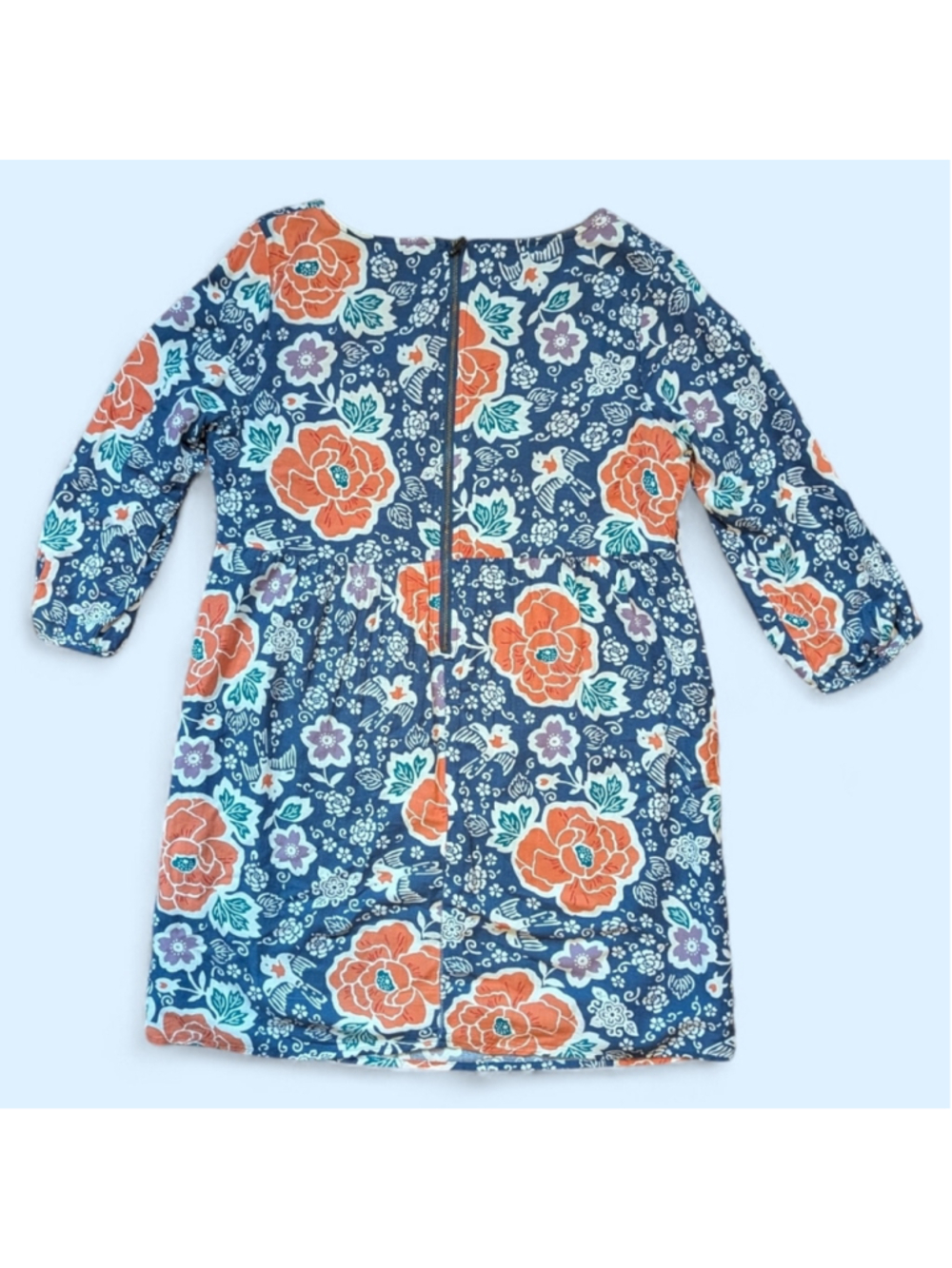 OLD NAVY Bohemian Mini Floral Shift Dress Blue And Orange Size M - Picture 3 of 13